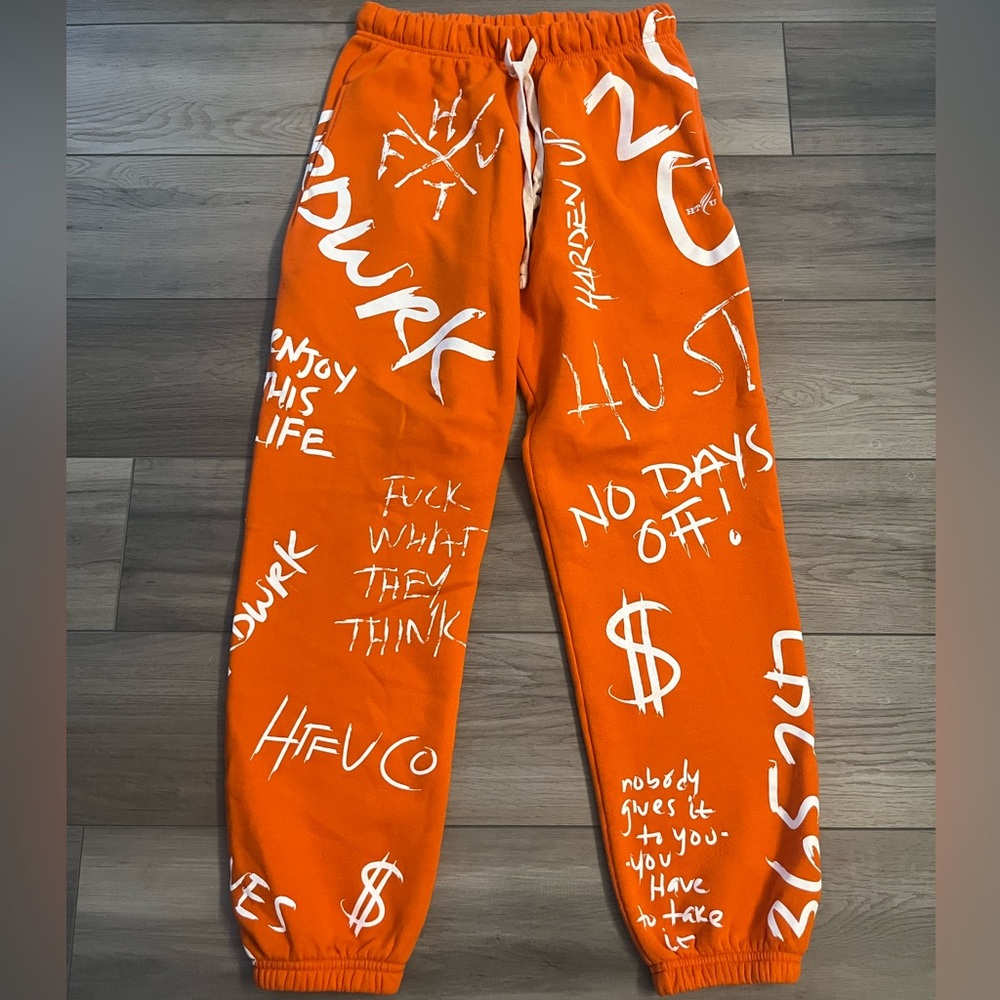 HTFU Gym Rat Joggers Sweatpants Orange Size L